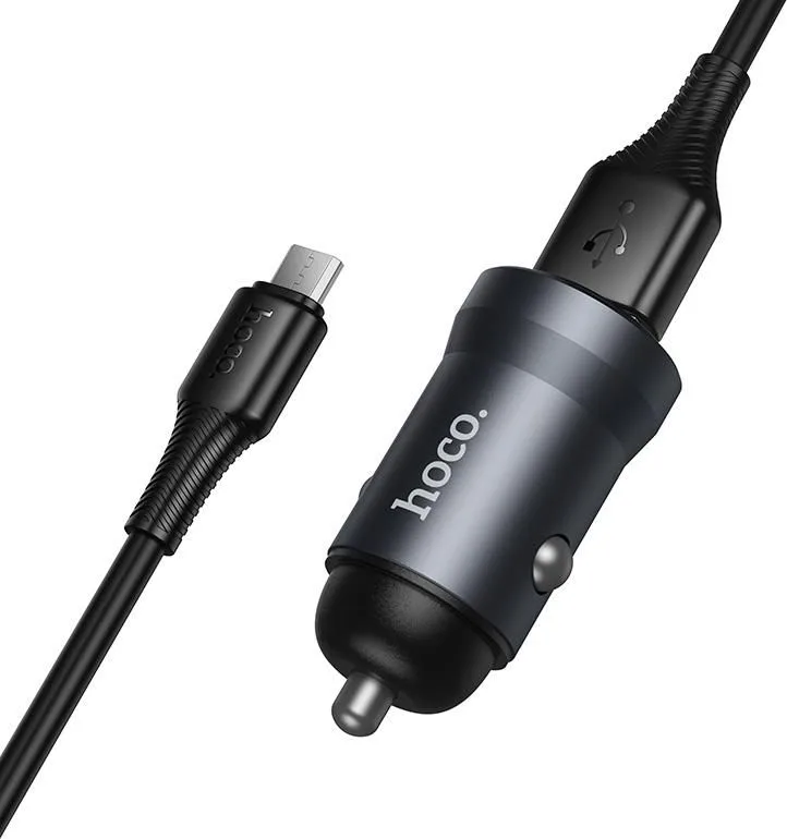 HOCO Z62 φορτιστής ΑΥΤΟΚΙΝΗΤΟΥ, με Micro USB καλώδιο, γκρι — εικόνα 2