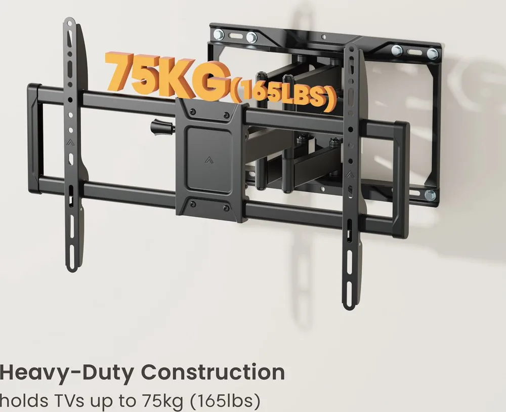 POWERTECH επιτοίχια βάση τηλεόρασης PT-1423, 37-90", 75kg, heavy duty, full motion — εικόνα 3
