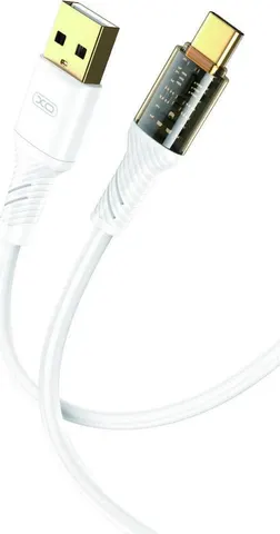 XO NB229 καλώδιο φόρτισης Type-C, διάφανο βύσμα, λευκό