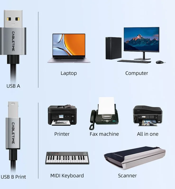 CABLETIME καλώδιο USB σε USB Type B CT-AMBM1, 480Mbps, 5m, μαύρο — εικόνα 6