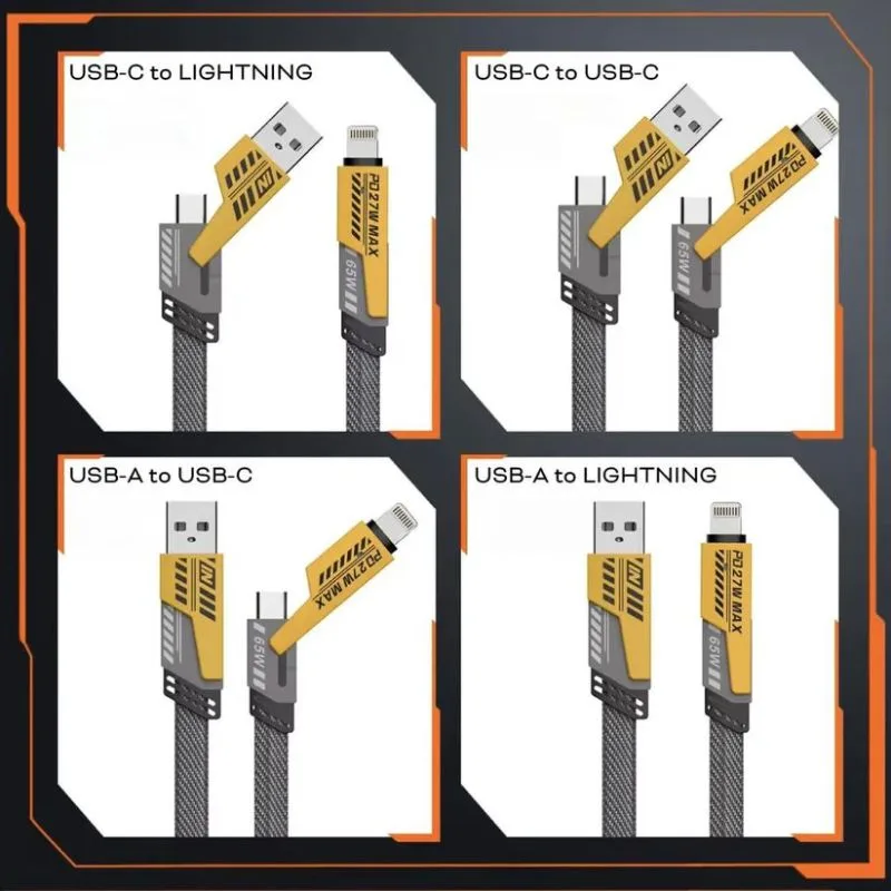 POWERTECH καλώδιο USB-C/USB σε USB-C/Lightning PTR-0164, 65W, 480Mbps, 1m, μαύρο — εικόνα 3