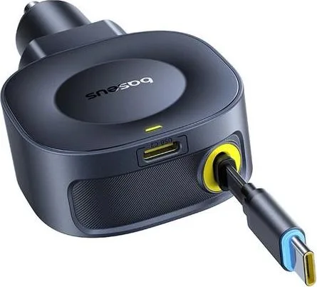 BASEUS Primetrip VR2, φορτιστής ΑΥΤΟΚΙΝΗΤΟΥ, με ΑΝΑΔΙΠΛΟΥΜΕΝΟ καλώδιο Type-C, 45W, ΜΑΥΡΟΣ — εικόνα 3