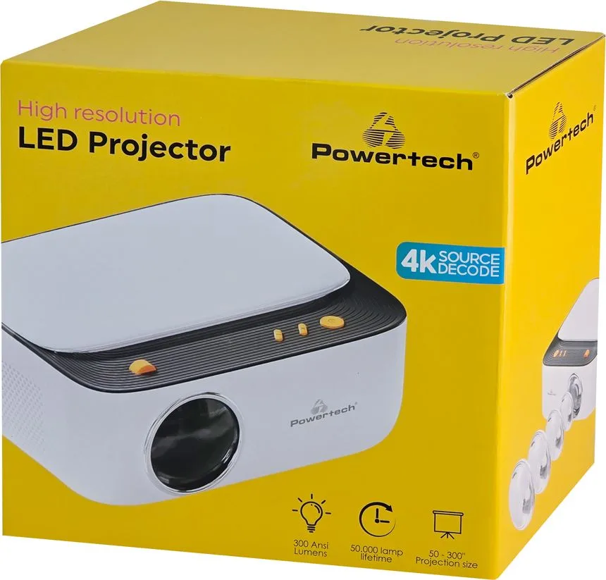 POWERTECH βιντεοπροβολέας PT-1307, 1080p, 300 ANSI lumens, λευκός — εικόνα 5