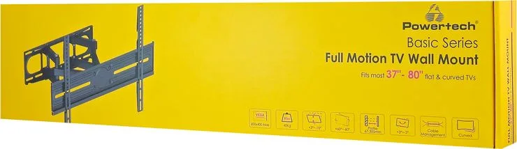POWERTECH επιτοίχια βάση τηλεόρασης PT-1389, 37-80", έως 40kg, full motion — εικόνα 8