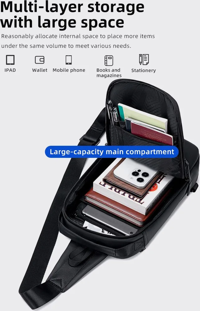 GOLDEN WOLF τσάντα Crossbody GXB00725, 4L, μαύρη — εικόνα 3