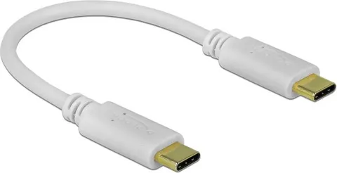 DELOCK καλώδιο USB-C 85357, 100W PD, 5A, 15cm, E-Marker, λευκό