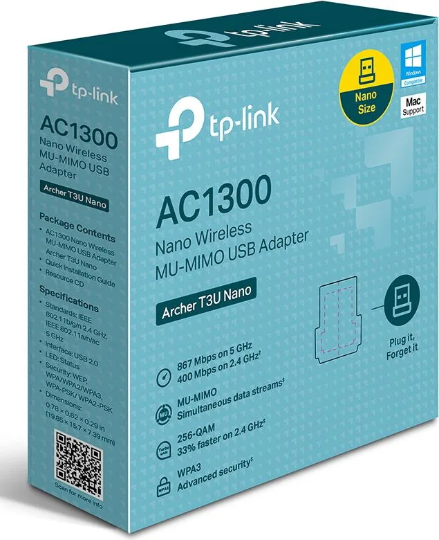 TP-LINK ασύρματος USB αντάπτορας δικτύου Archer T3U Nano, 1300Mbps, V.1 — εικόνα 3