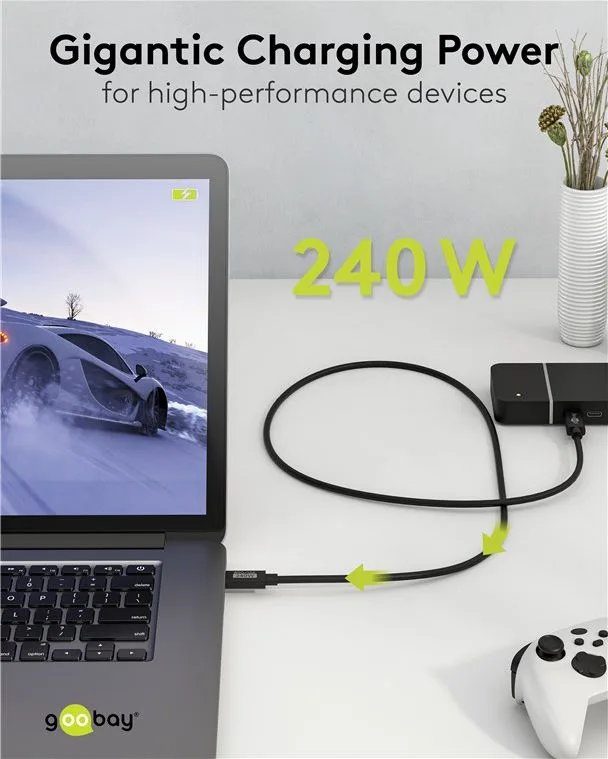 GOOBAY καλώδιο USB-C 74376, USB4, 240W, 80Gbps, 16K/60Hz, 1.2m, μαύρο — εικόνα 4