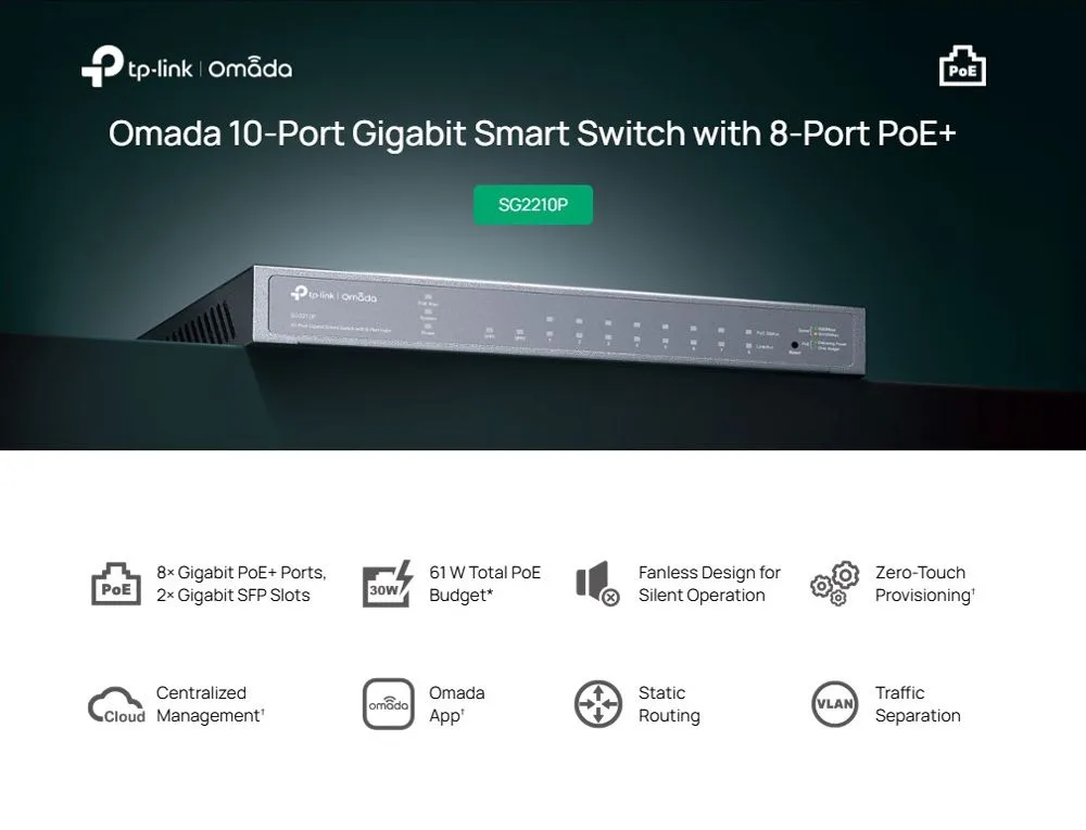 TP-LINK smart PoE+ switch SG2210P, 10-Port Gigabit, V 5.20 — εικόνα 5