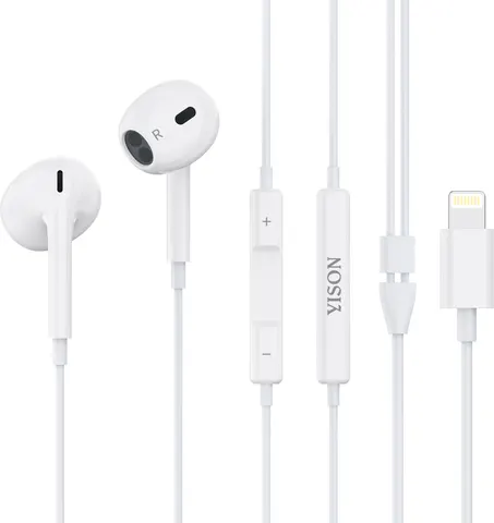 YISON earphones με μικρόφωνο X7, Lightning σύνδεση, Φ14mm, 1.2m, λευκά