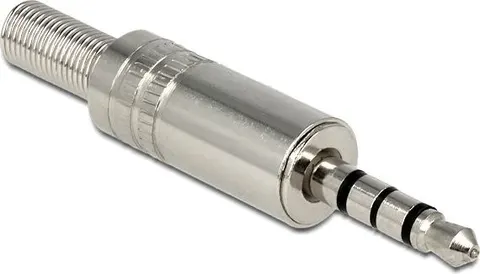 DELOCK Βύσμα 3.5mm Stereo, 4 pin, Bend Protection, metal, ασημί