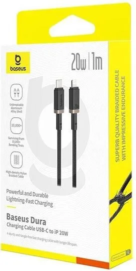 BASEUS Dura Series, καλώδιο ΓΡΗΓΟΡΗΣ φόρτισης, Type-C ΣΕ Lightning, 1m, Χρυσο-Μαυρο — εικόνα 3