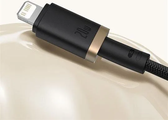 BASEUS Dura Series, καλώδιο ΓΡΗΓΟΡΗΣ φόρτισης, Type-C ΣΕ Lightning, 20W, 2m, Χρυσο-Μαυρο — εικόνα 3