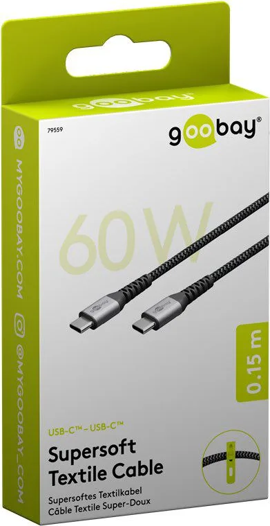 GOOBAY καλώδιο USB-C 79559, 60W, 480Mbps, 0.15m, μαύρο — εικόνα 8