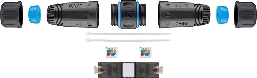 GOOBAY αδιάβροχος σύνδεσμος RJ45 Cat 6A 44416, IP68, μαύρο — εικόνα 2