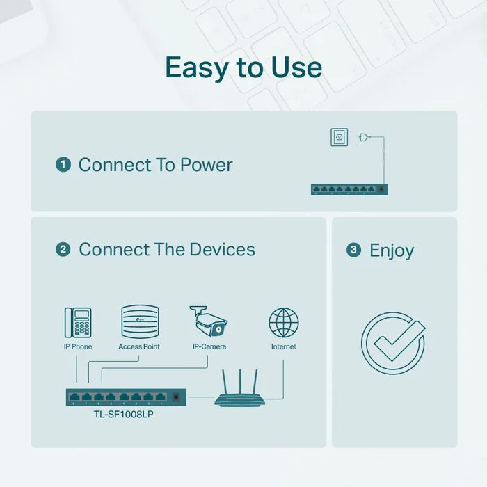 TP-LINK desktop switch TL-SF1008LP, 8-Port 10/100Mbps, 4x PoE, Ver. 2.0 — εικόνα 4