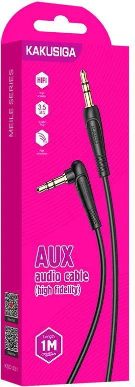 KAKUSIGA καλώδιο ήχου 3.5mm KSC-521, AUX, 90°, HiFi 1m, μαύρο — εικόνα 3