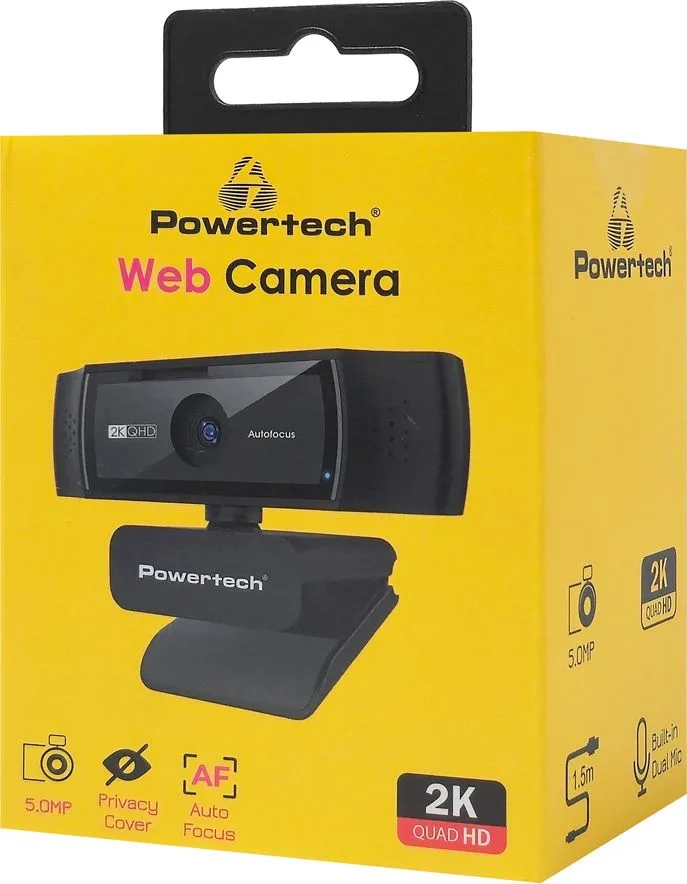 POWERTECH web camera PT-1428, 5MP, 2K QHD, αυτόματη εστίαση, 1.5m, μαύρη — εικόνα 5