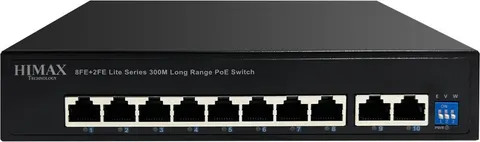 HIMAX PoE switch PS1802E-L, 8x Ethernet PoE & 2x Ethernet θύρες, έως 100Mbps