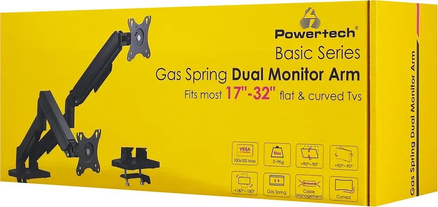 POWERTECH βάση γραφείου για 2x οθόνες PT-1425, 17-32", έως 9kg — εικόνα 8