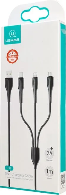 USAMS καλώδιο USB σε USB-C/Lightning/Micro USB US-SJ374, 10W, 1m, μαύρο — εικόνα 5