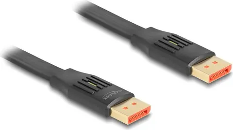 DELOCK καλώδιο DisplayPort 81006, flat, 8K/60Hz 32.4 Gbps HDR, 2m, μαύρο
