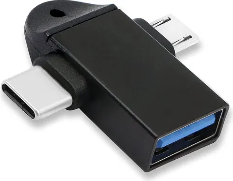 POWERTECH αντάπτορας USB σε USB-C & micro USB CAB-UC090, 5Gbps, μαύρος