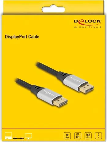 DELOCK καλώδιο DisplayPort 2.1 80634, 16K/60Hz, 40 Gbps, 2m, μαύρο — εικόνα 3