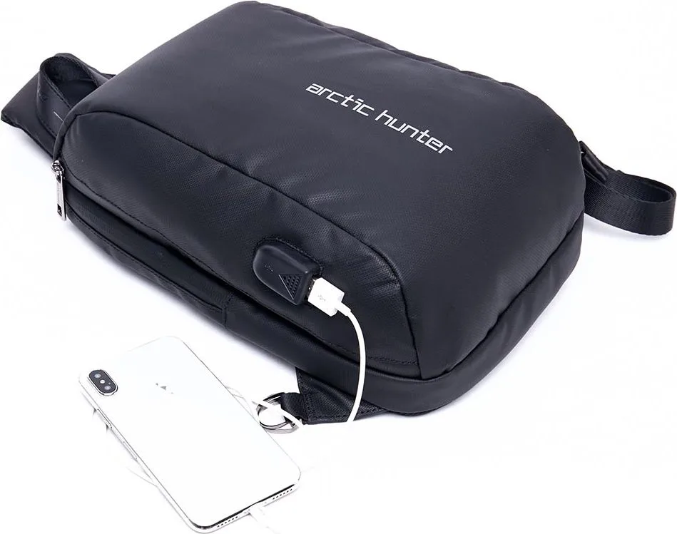 ARCTIC HUNTER τσάντα Crossbody XB-00081, USB, 6L, μαύρη — εικόνα 3