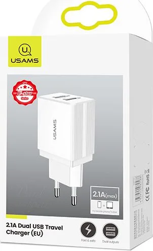 USAMS φορτιστής τοίχου T24 US-CC090, 2x USB, 2.1A, λευκός — εικόνα 4