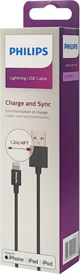 PHILIPS καλώδιο USB σε Lightning DLC3104V-00, 2.4Α, 1.2m, μαύρο — εικόνα 2