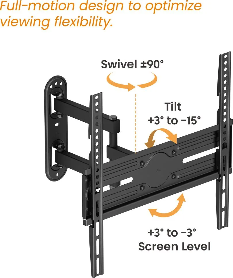 POWERTECH επιτοίχια βάση τηλεόρασης PT-1388, 32-65", έως 35kg, full motion — εικόνα 4