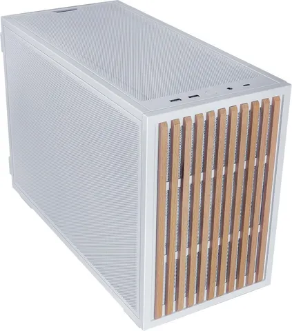 LIAN LI Dan-B4 Wood White - mATX Mesh - PC Gaming Case - 2x 120 Fans Included - GPU Support 358.9mm
