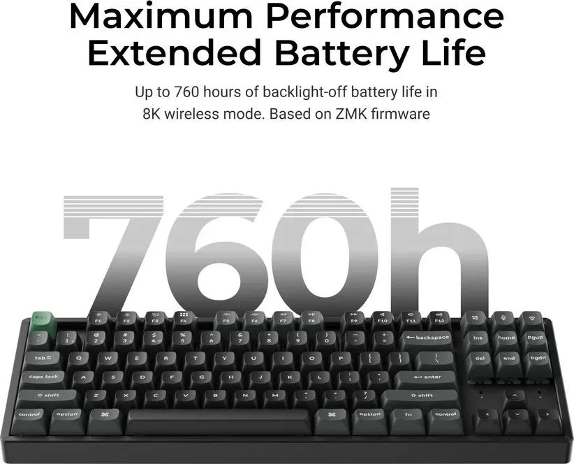Keychron K8 Ultra (K8U-J1) ZMK Wireless 8K Mechanical Keyboard Red Switch (Hot-Swap) 80% Us Layout — εικόνα 5