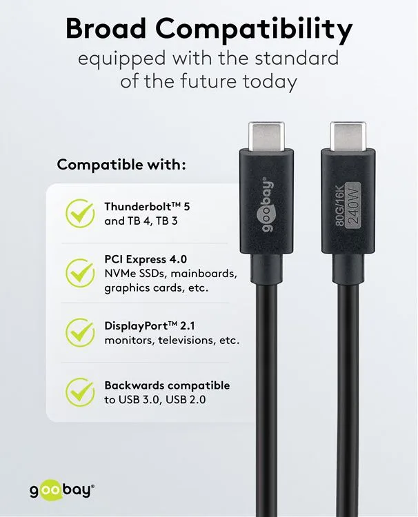 GOOBAY καλώδιο USB-C 74376, USB4, 240W, 80Gbps, 16K/60Hz, 1.2m, μαύρο — εικόνα 7
