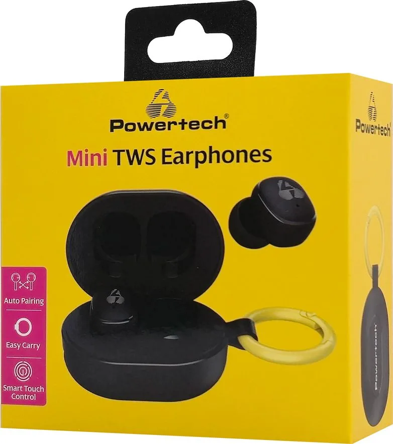POWERTECH earphones με θήκη φόρτισης PT-1392, True Wireless, 6mm, 25/230mAh, μαύρα — εικόνα 5