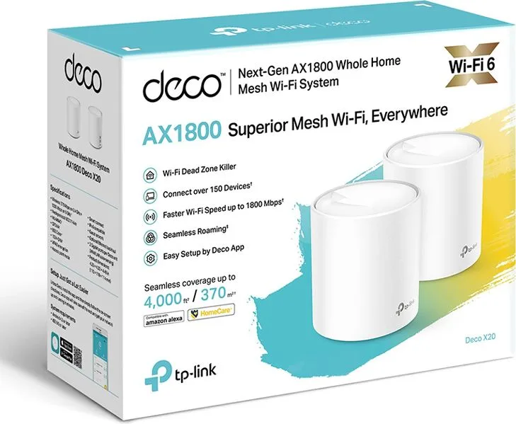 TP-LINK Mesh WiFi 6 access point Deco X20, AX1800 Dual Band, 2τμχ, V.2.0 — εικόνα 4
