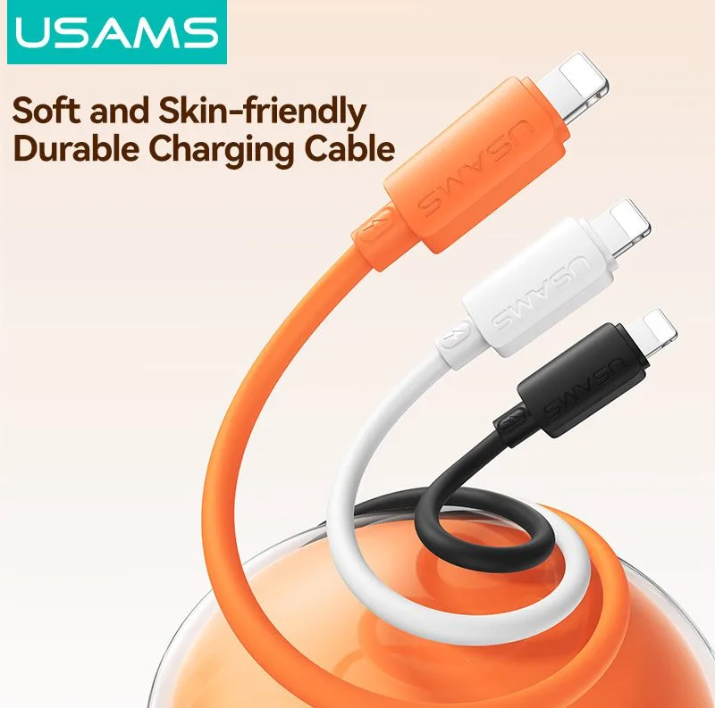 USAMS καλώδιο Lightning σε USB-C SJ788, σιλικόνης, 30W, 480Mbps, 1m, λευκό — εικόνα 2