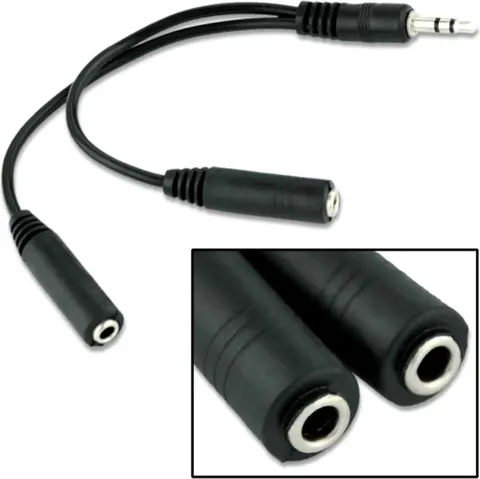 POWERTECH καλώδιο 3.5mm αρσενικό σε 2x 3.5mm θηλυκό CAB-J011 0.2m, μαύρο