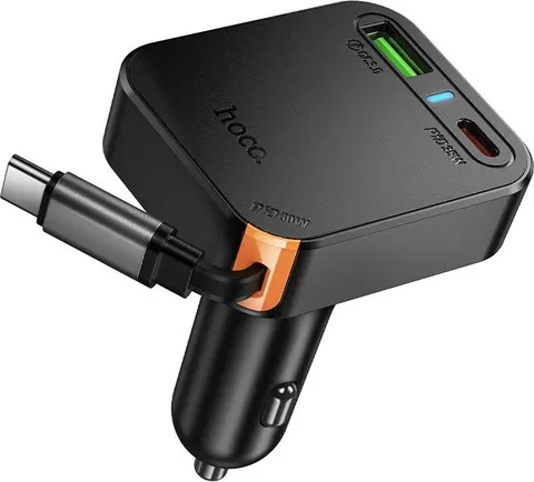 HOCO NZ18 Guardian φορτιστής ΑΥΤΟΚΙΝΗΤΟΥ 65W , με ΠΤΥΣΣΩΜΕΝΟ Type-C καλώδιο, μαύρο