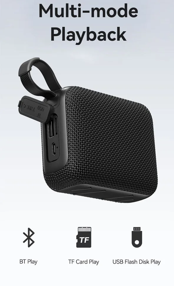 USAMS φορητό ηχείο YX015, 5W, Bluetooth, 1200mAh, μαύρο — εικόνα 6