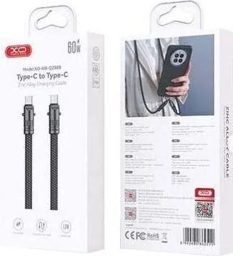 XO NB-Q288B, Lanyard Bullet, καλώδιο ΓΡΗΓΟΡΗΣ φόρτισης, Type-C ΣΕ Type-C, 60W, μαύρο — εικόνα 3