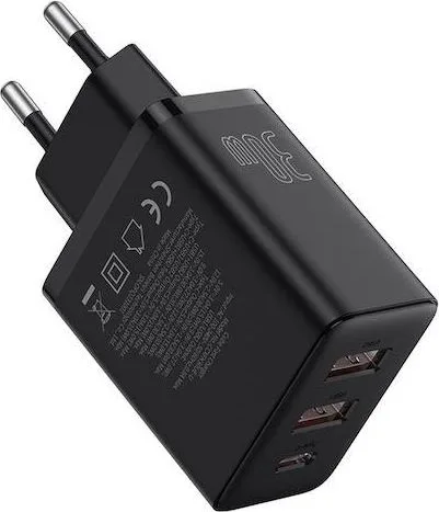 BASEUS Cube, φορτιστής ΓΡΗΓΟΡΗΣ φόρτισης, 3 ΘΥΡΕΣ, 30W, ΜΑΥΡΟΣ — εικόνα 2