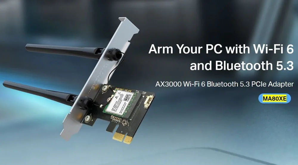 MERCUSYS κάρτα δικτύου WiFi 6 & Bluetooth MA80XE, 3000Mbps AX3000, PCIe, V2.0 — εικόνα 2