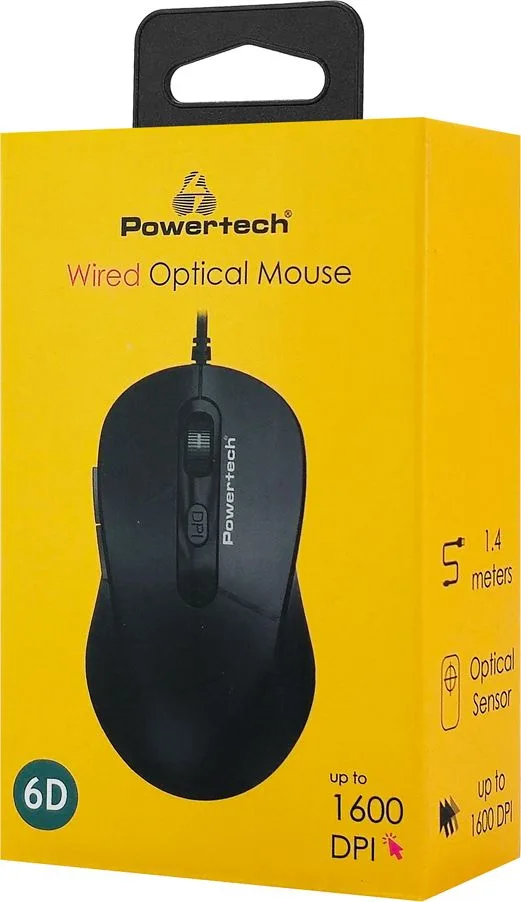 POWERTECH ενσύρματο ποντίκι PT-1467, οπτικό, έως 1600DPI, μαύρο — εικόνα 5