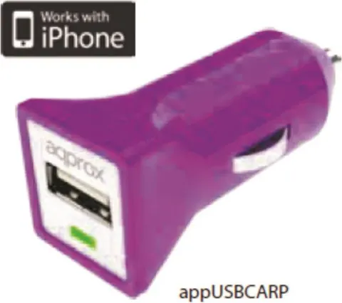APPROX φορτιστής ΑΥΤΟΚΙΝΗΤΟΥ USB 5VDC/1A μωβ