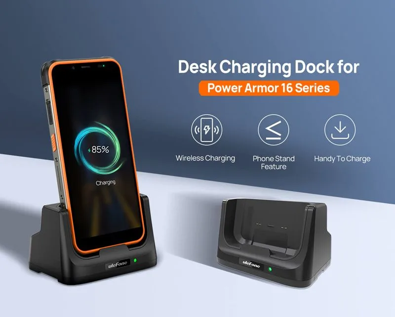 ULEFONE βάση φόρτισης DC3103 για Power Armor 16 Pro, 10W, μαύρη — εικόνα 2