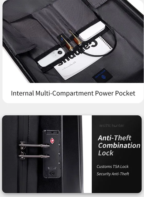 ARCTIC HUNTER τσάντα πλάτης B00487 με θήκη laptop 15.6", λουκέτο TSA, 22L, μαύρη — εικόνα 7