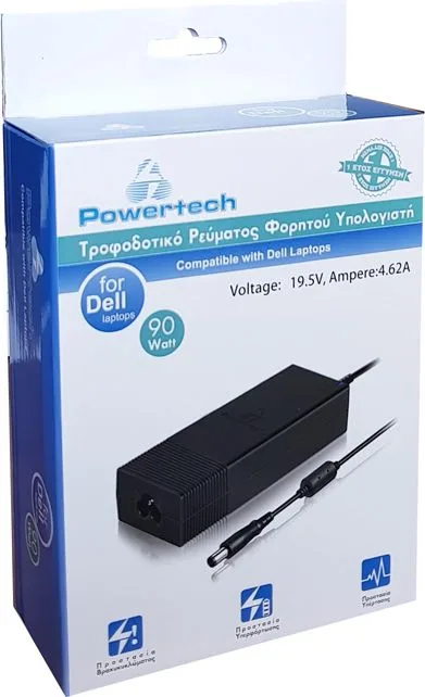 POWERTECH φορτιστής laptop PT-55 για Dell, 90W, 19.5V, μαύρος — εικόνα 2