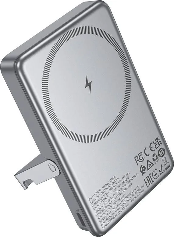 HOCO Powerbvank Q36A Sunlight, 10000MAH, Mag.wireless Charge 15W,Fold Stand, PD20W, γκρι — εικόνα 2